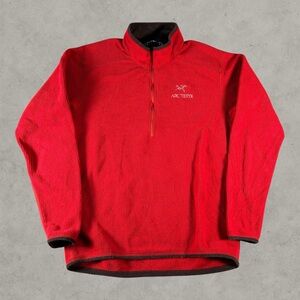 Arc'teryx Pullover Mens Medium Red Delta AR Half Zip Grid Fleece Cozy Gorpcore